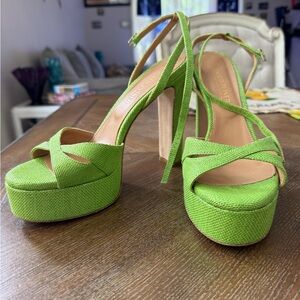 Donald Pliner by Vera Cuoio Green Platform Sandals made in Italy size 40 NWOT